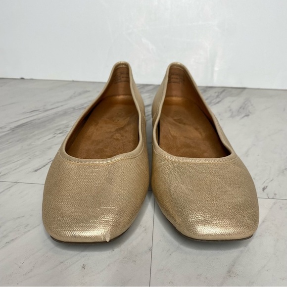 Vionic Orinda Gold Leather Square Toe Ballet Flat 9 1/2 - Picture 2 of 13